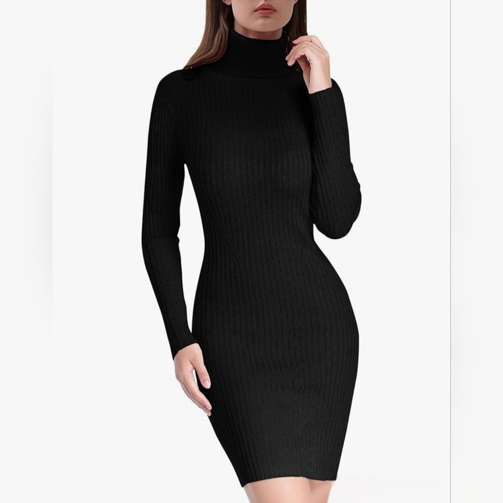 Misook Black Turtleneck Dress Medium Old Money Quiet Luxury Classic Office